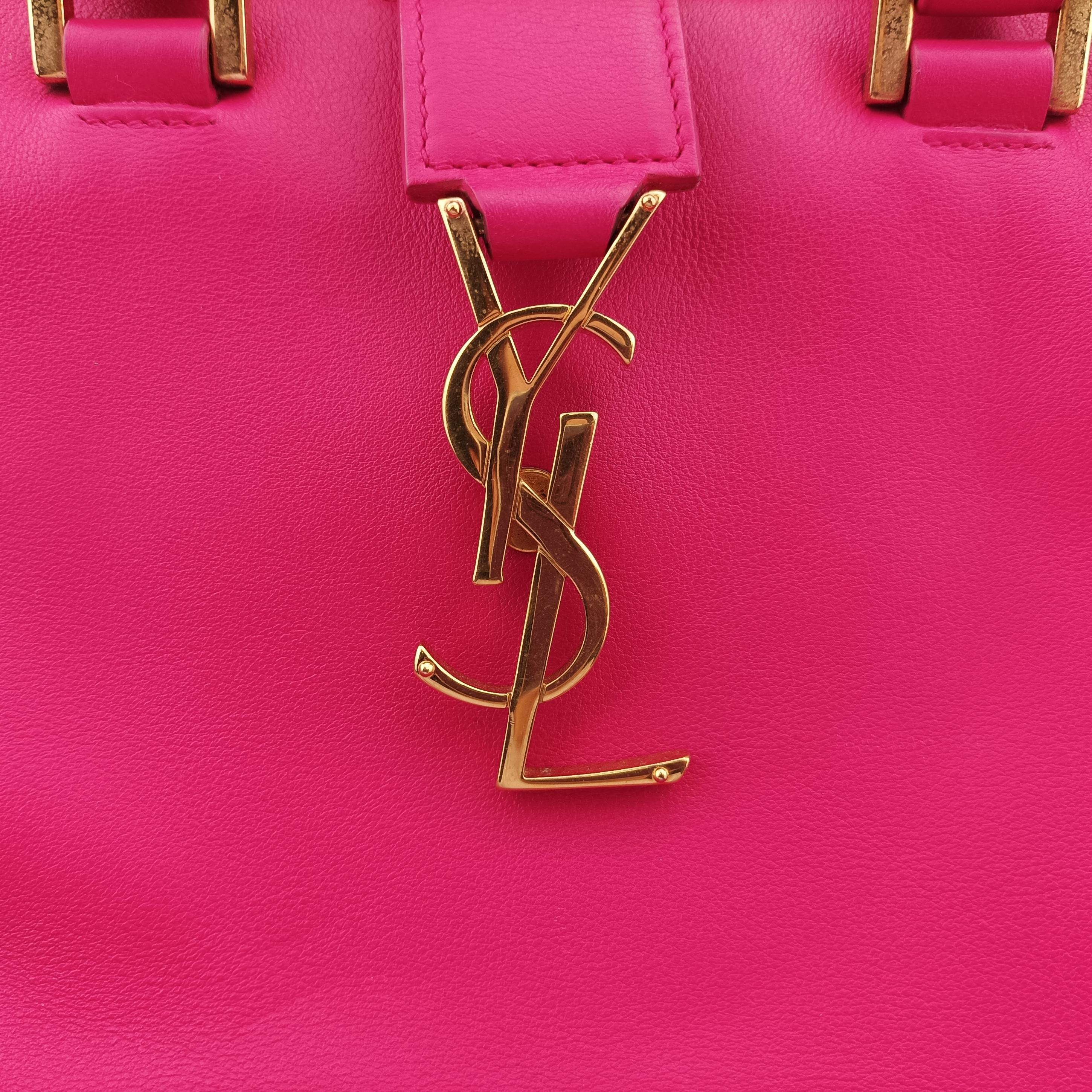 Pre-owned Yves Saint Laurent BABY CABAS Pink Leather 394461 shoulderbag | stylenewstar