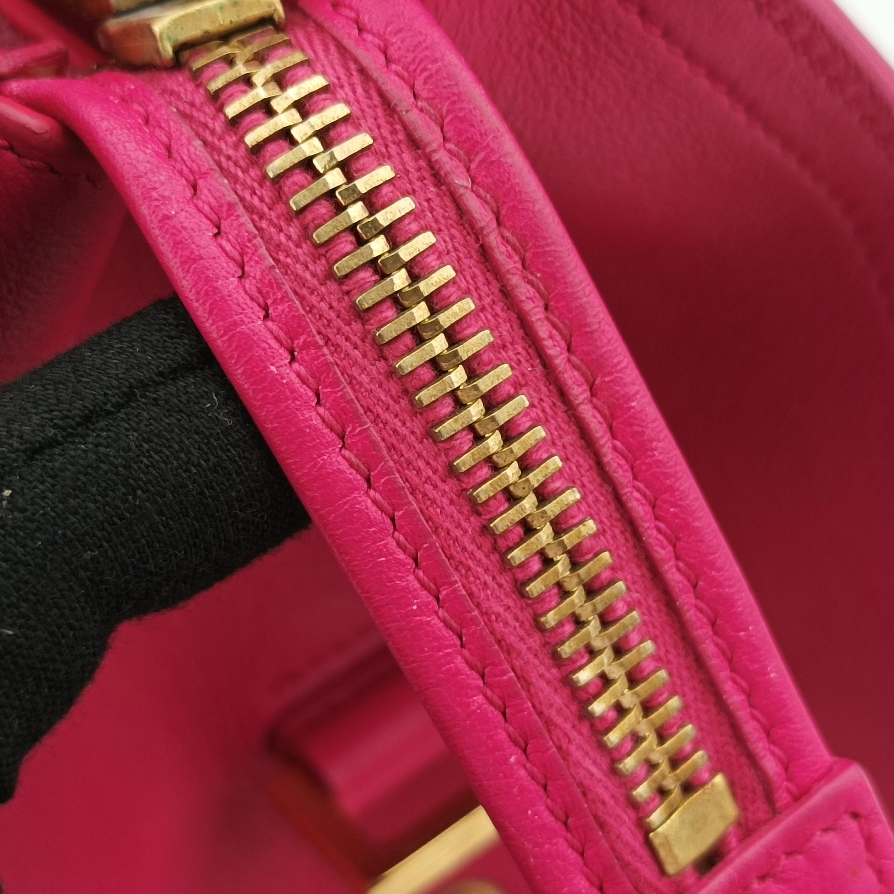 Pre-owned Yves Saint Laurent BABY CABAS Pink Leather 394461 shoulderbag | stylenewstar