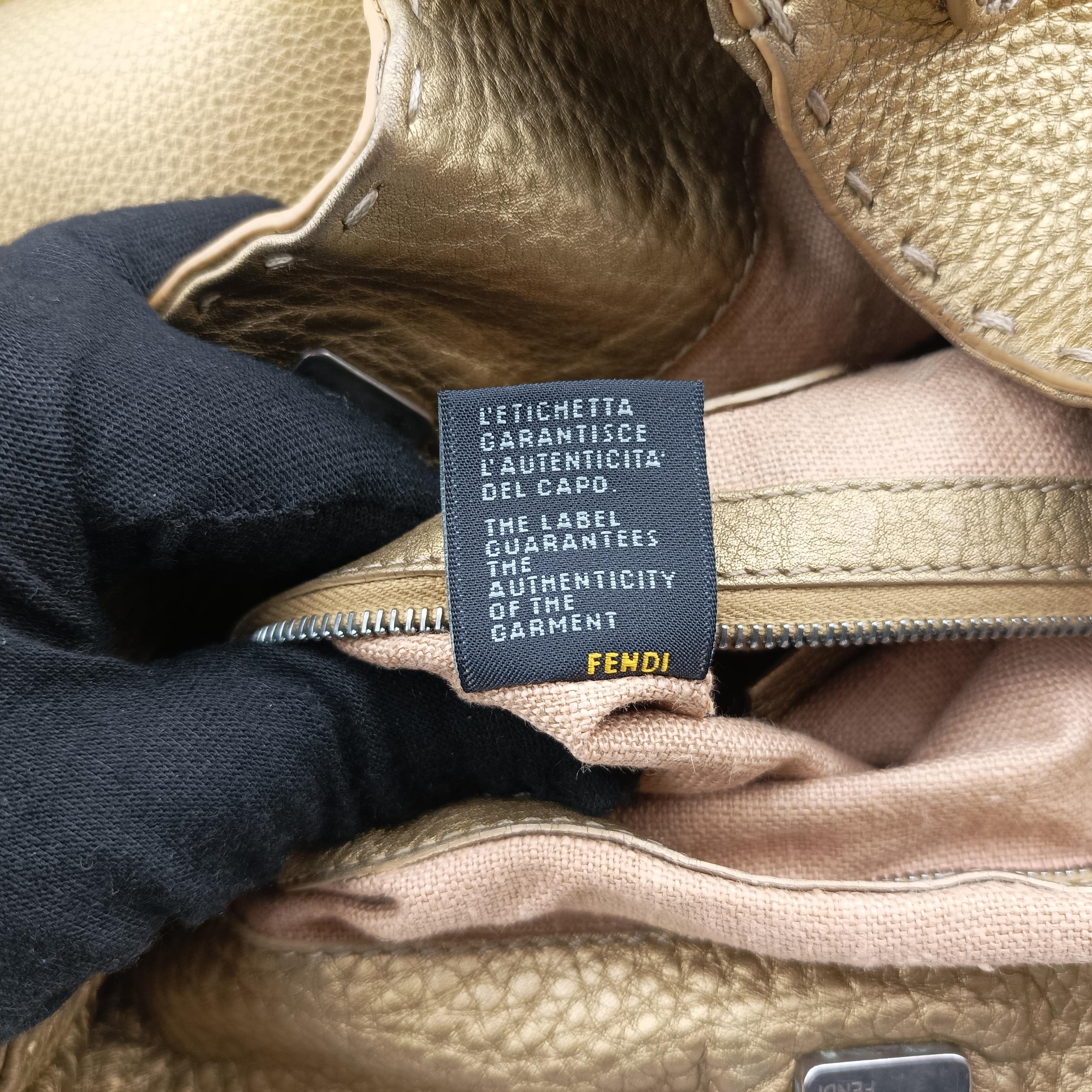 Pre-owned Fendi Selleria Golden Leather 8BR489 shoulderbag | stylenewstar