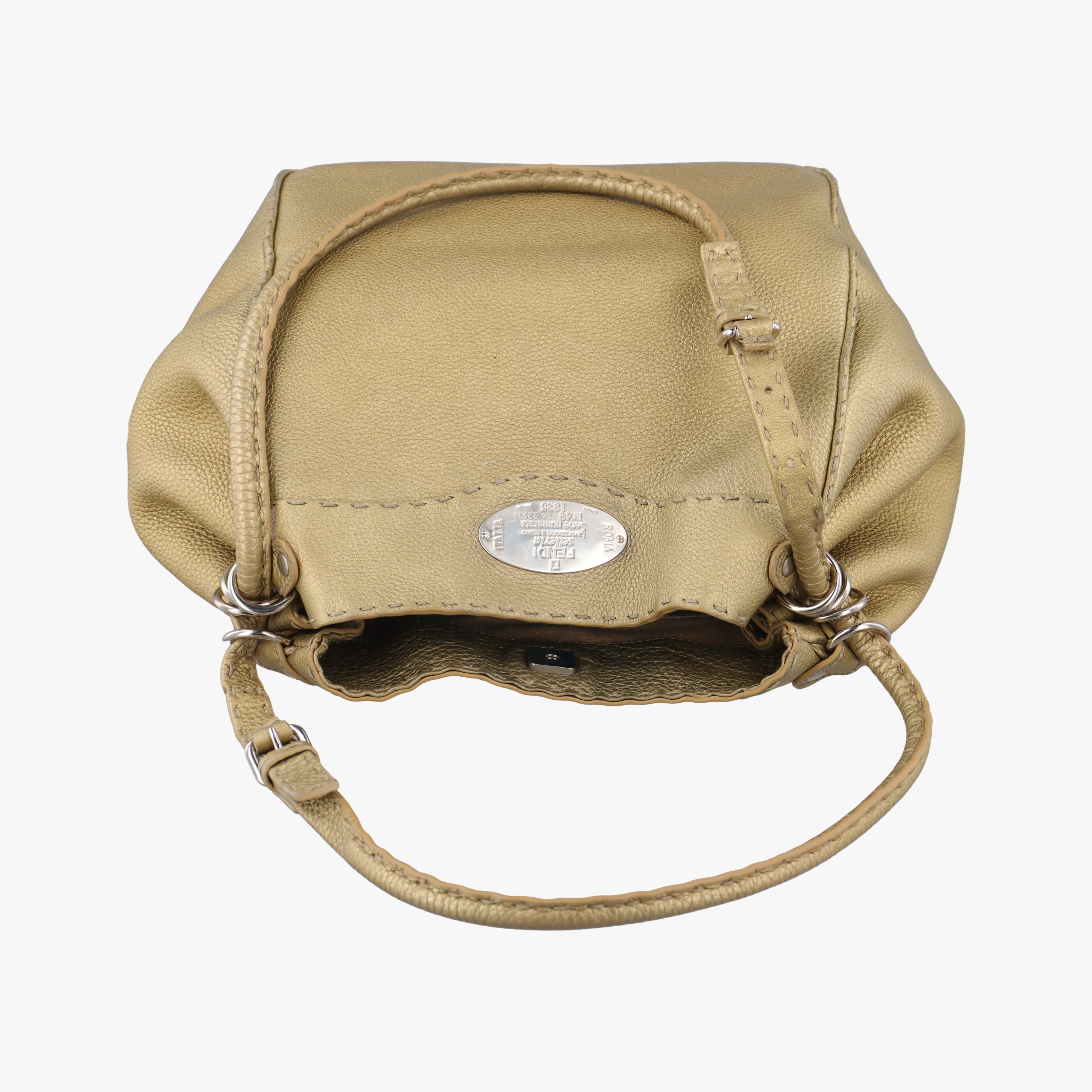 Pre-owned Fendi Selleria Golden Leather 8BR489 shoulderbag | stylenewstar