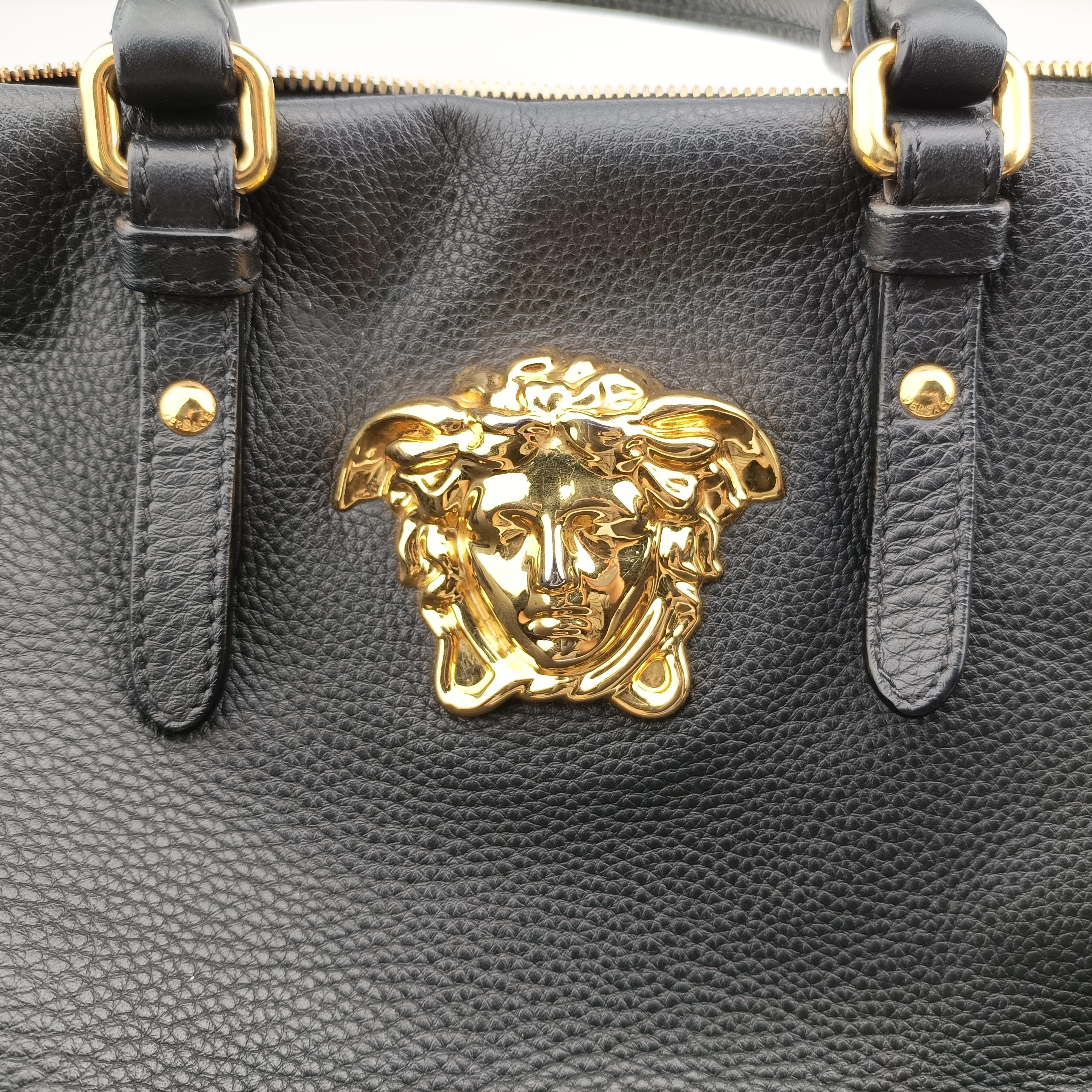 Secondhand VERSACE La Medusa Palazzo bowling Black Leather  shoulderbag | stylenewstar