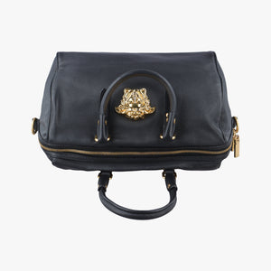 Secondhand VERSACE La Medusa Palazzo bowling Black Leather  shoulderbag | stylenewstar