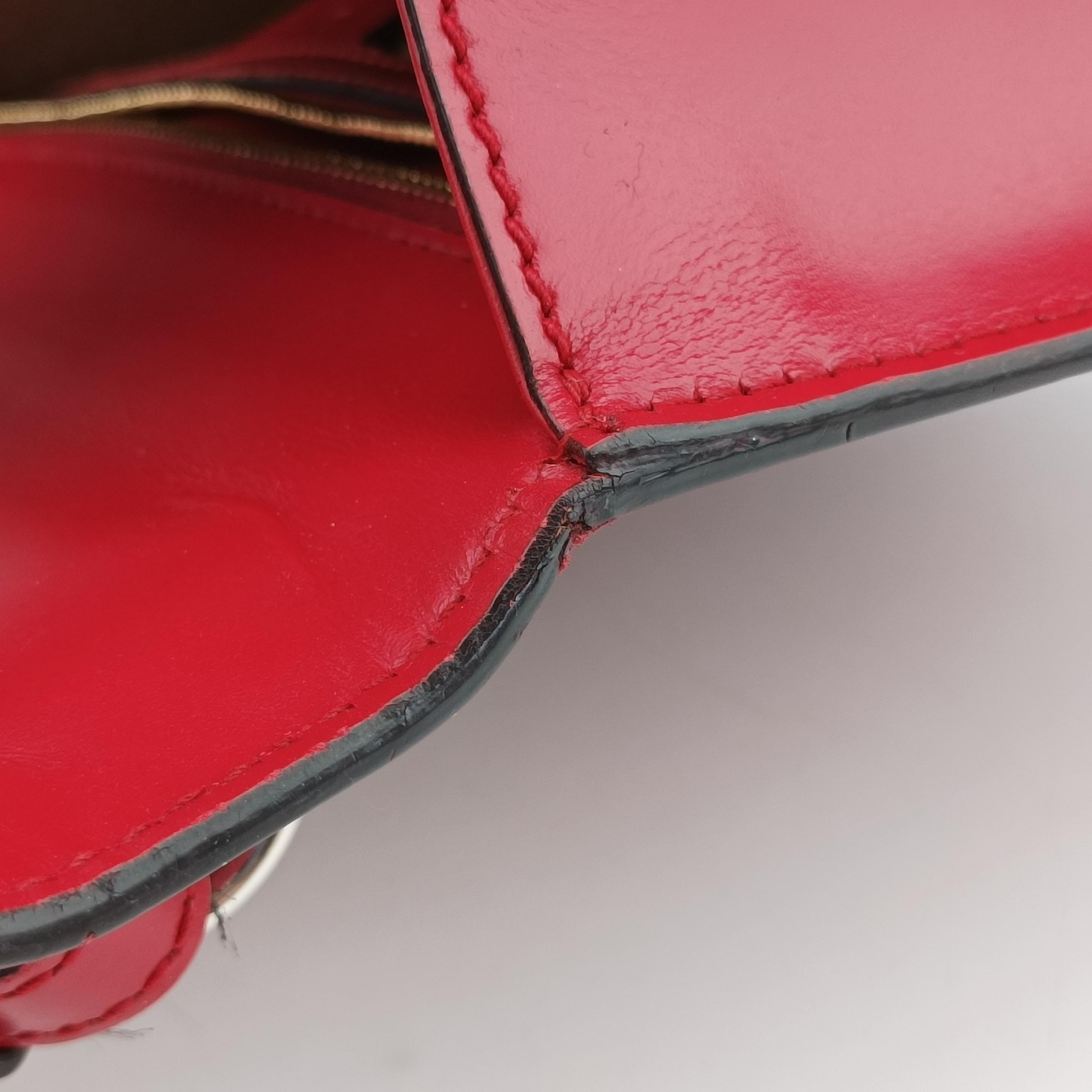 Secondhand Gucci Sylvie Red×navy Leather 421882 shoulderbag | stylenewstar