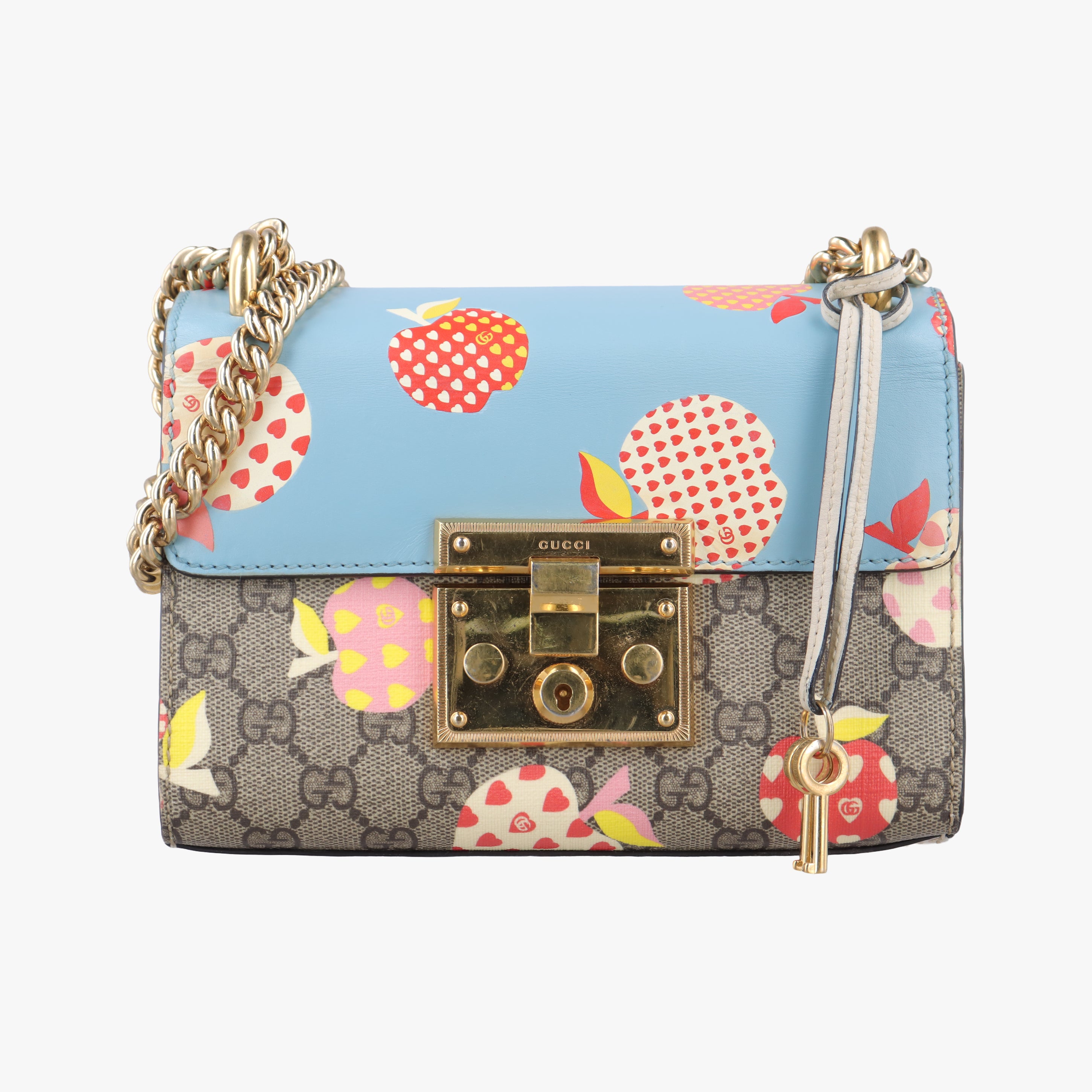 Pre-owned Gucci Padlock Beige x Blue x Multicolor PVC coated canvas 409487 shoulderbag | stylenewstar