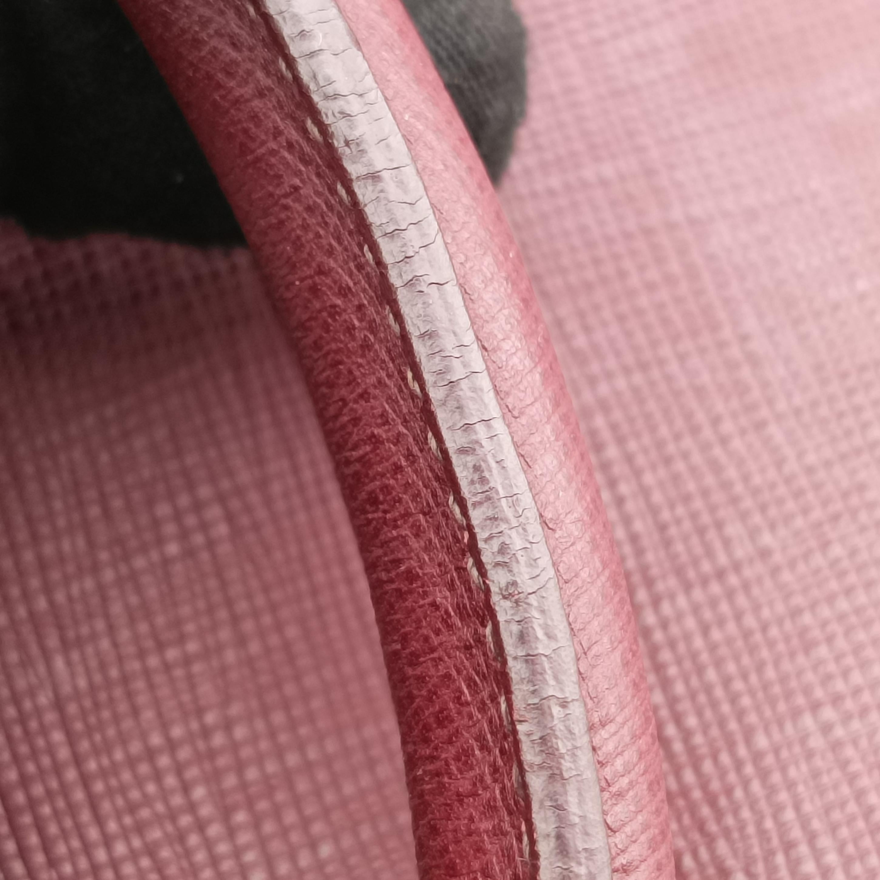 Pre-owned Prada Business Briefcase Burgundy SAFFIANO Leather 2VE011 handbag | stylenewstar