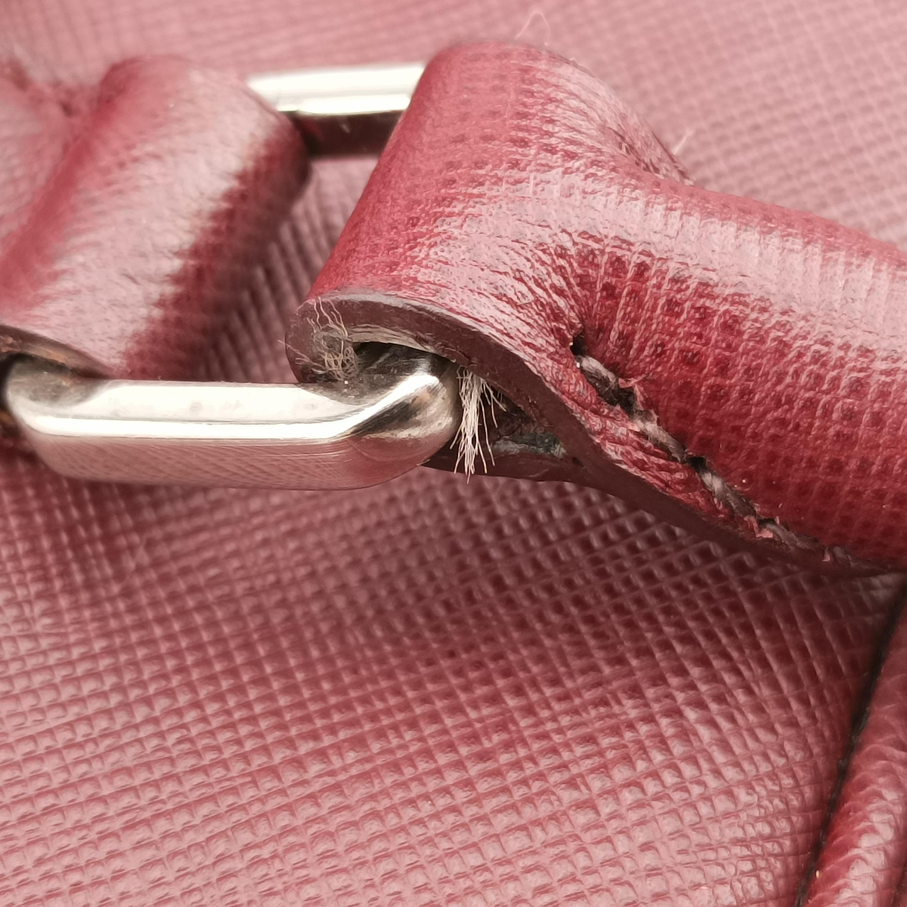 Pre-owned Prada Business Briefcase Burgundy SAFFIANO Leather 2VE011 handbag | stylenewstar