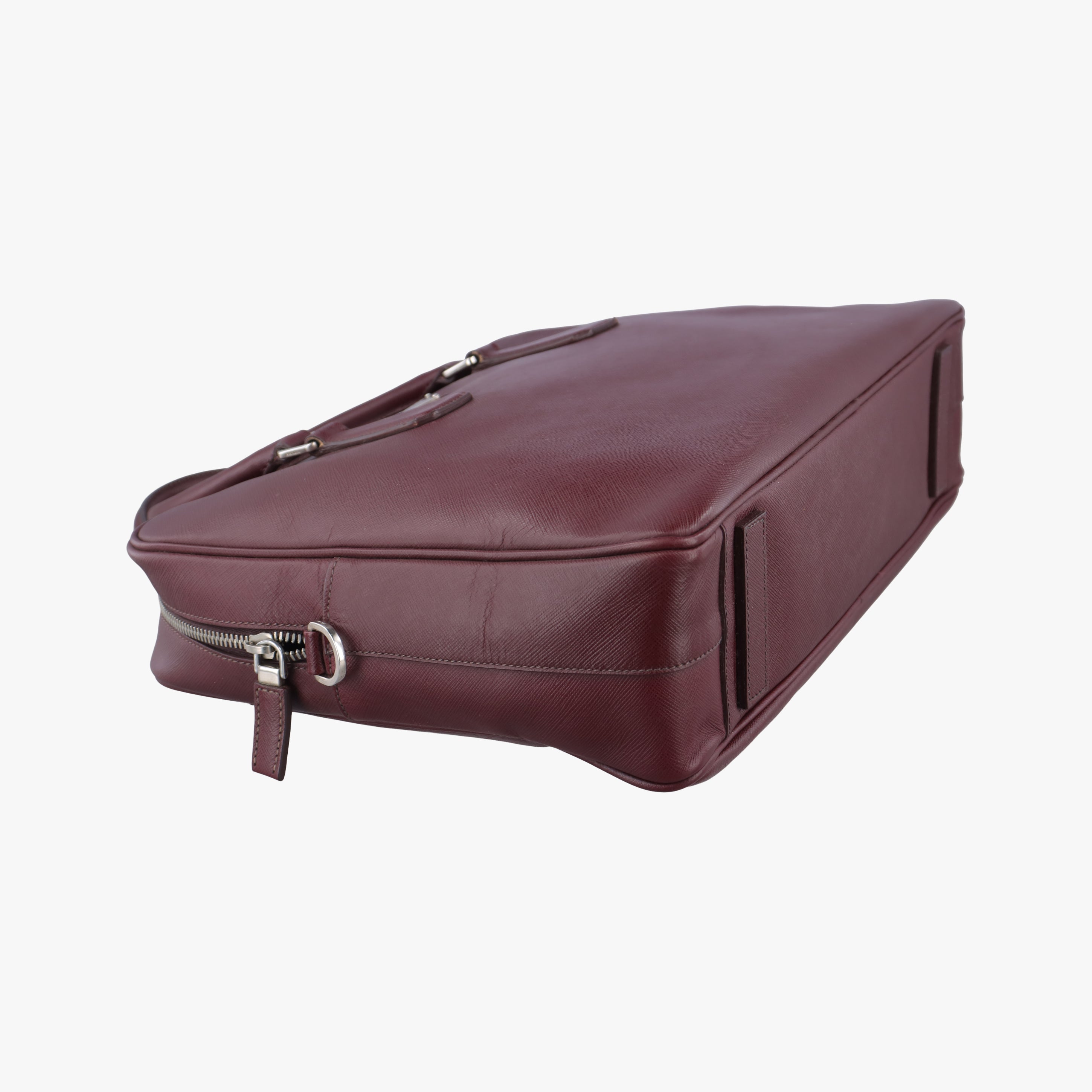 Pre-owned Prada Business Briefcase Burgundy SAFFIANO Leather 2VE011 handbag | stylenewstar