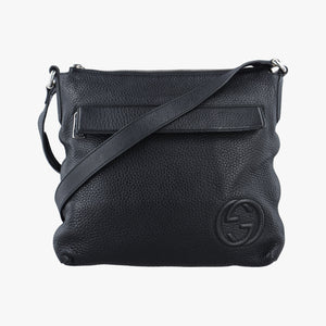 Pre-owned Gucci Interlocking G Logo Soho Messenger Black Leather 322059 shoulderbag | stylenewstar