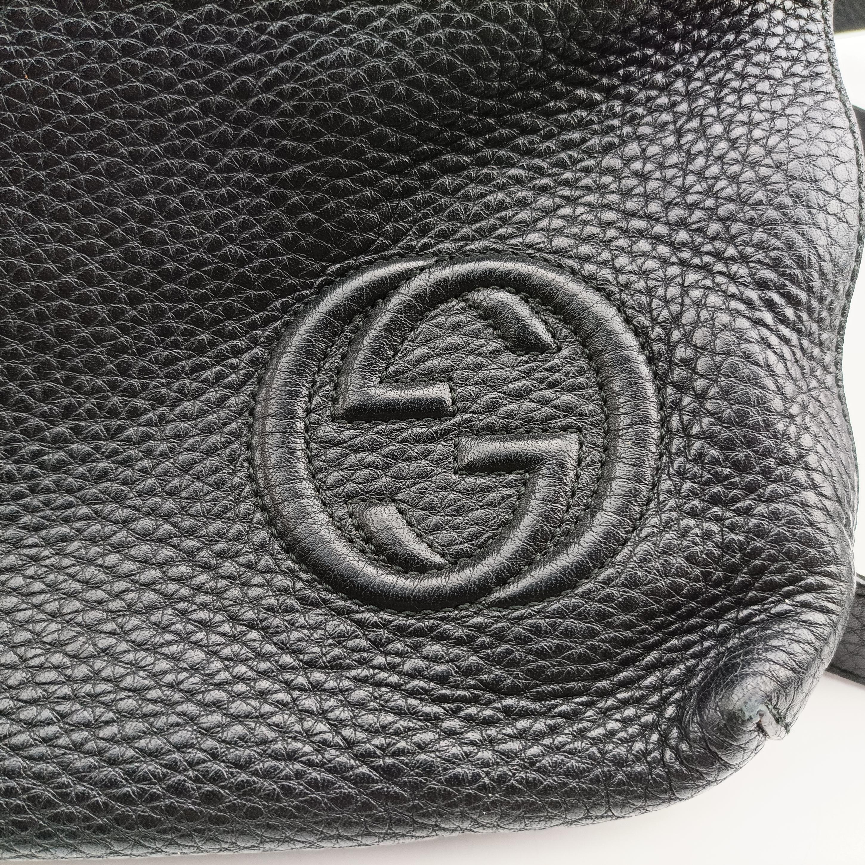 Pre-owned Gucci Interlocking G Logo Soho Messenger Black Leather 322059 shoulderbag | stylenewstar
