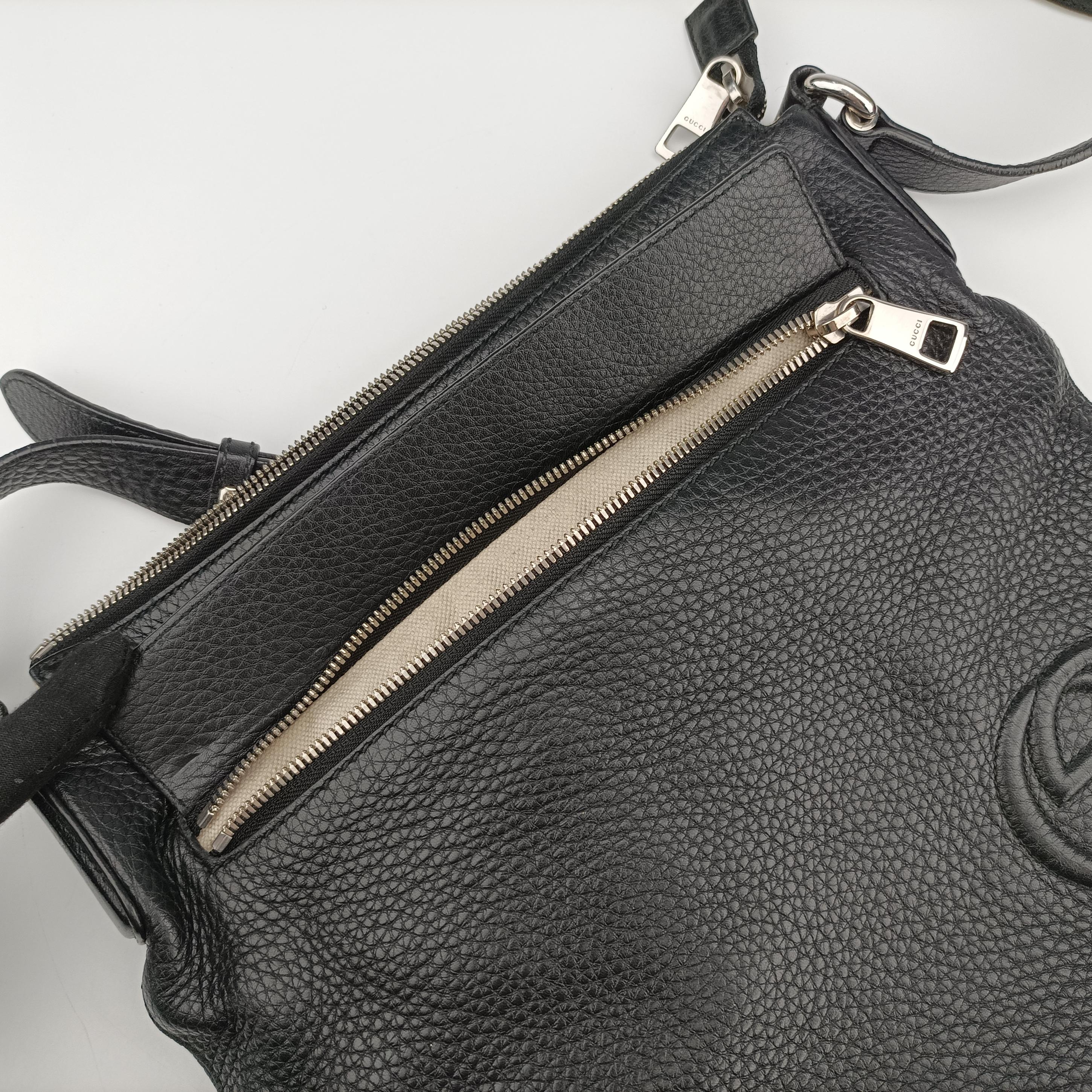 Pre-owned Gucci Interlocking G Logo Soho Messenger Black Leather 322059 shoulderbag | stylenewstar