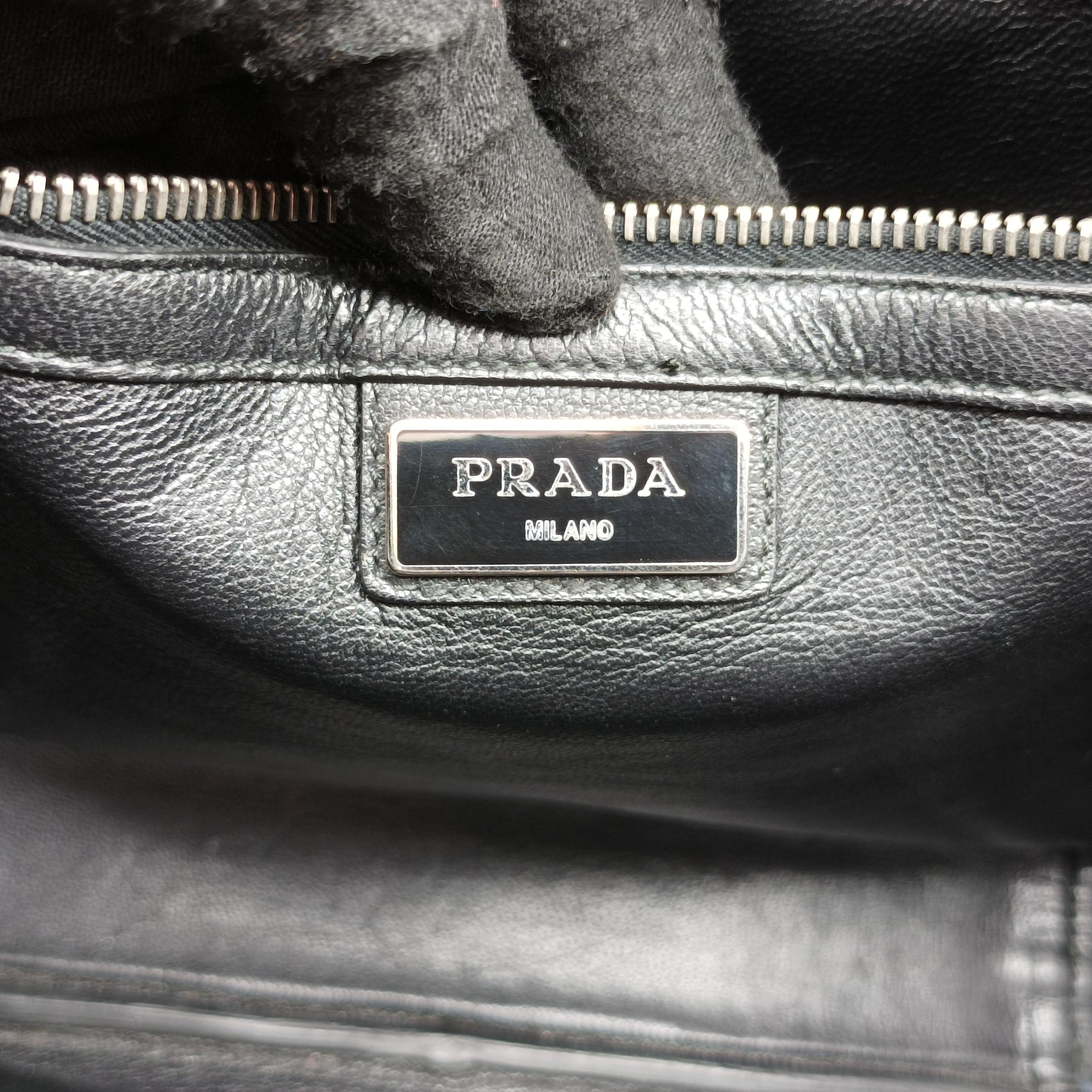 Pre-owned Prada NERO Blue SAFFIANO leather VA1066 shoulderbag | stylenewstar