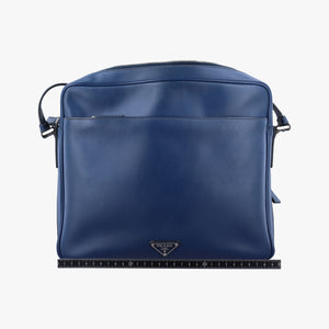 Pre-owned Prada NERO Blue SAFFIANO leather VA1066 shoulderbag | stylenewstar