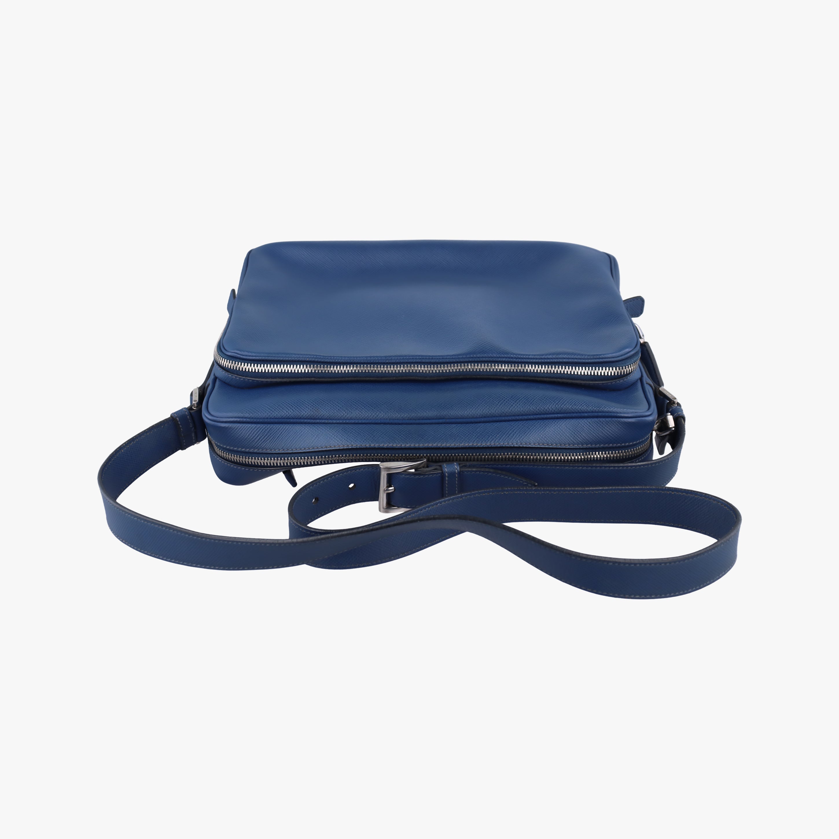 Pre-owned Prada NERO Blue SAFFIANO leather VA1066 shoulderbag | stylenewstar