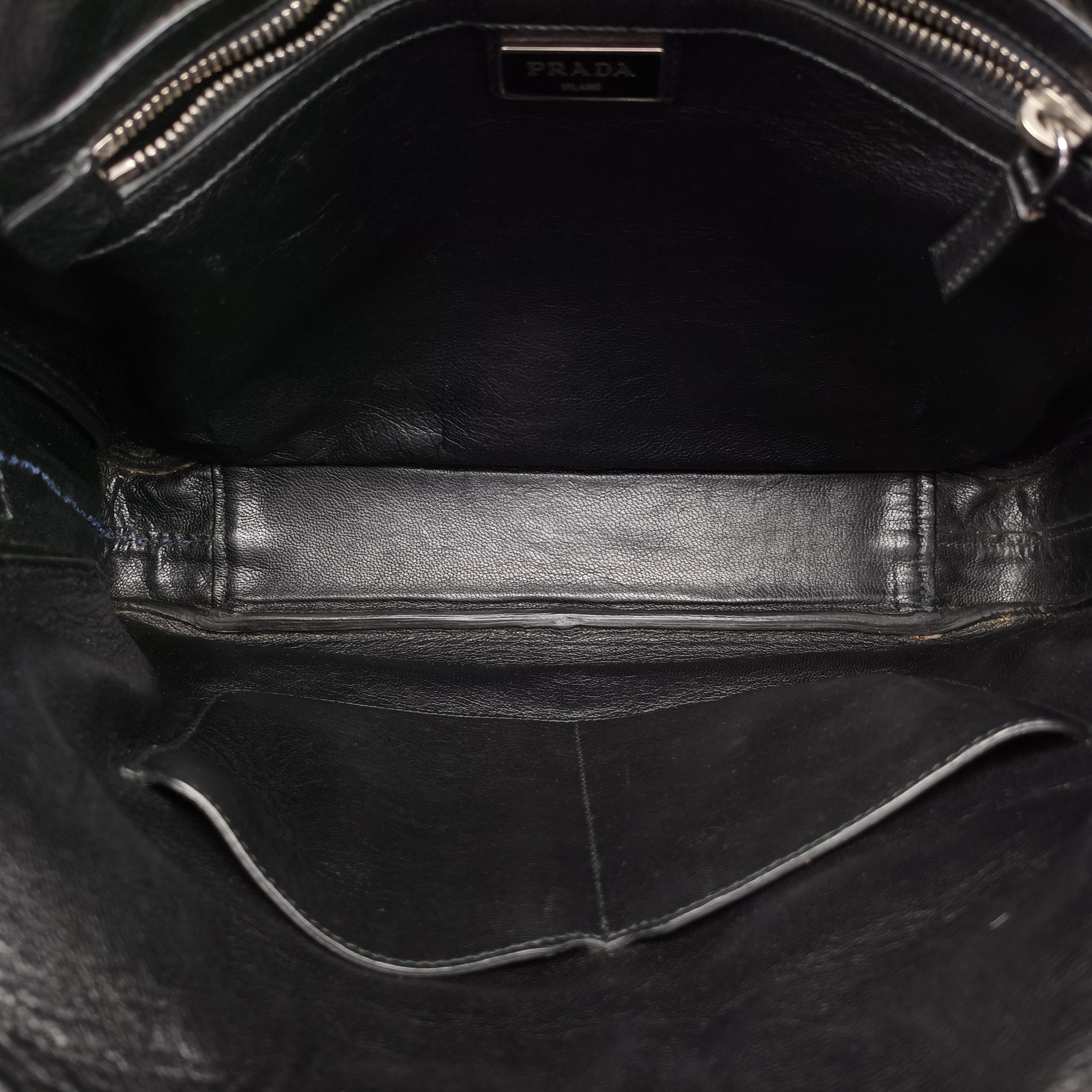 Pre-owned Prada NERO Blue SAFFIANO leather VA1066 shoulderbag | stylenewstar