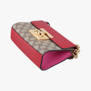 Pre-owned Gucci Padlock beige×red×pink PVC coated canvas×Leather 409487 shoulderbag | stylenewstar