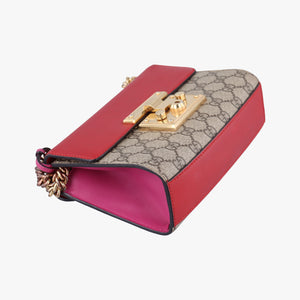 Pre-owned Gucci Padlock beige×red×pink PVC coated canvas×Leather 409487 shoulderbag | stylenewstar