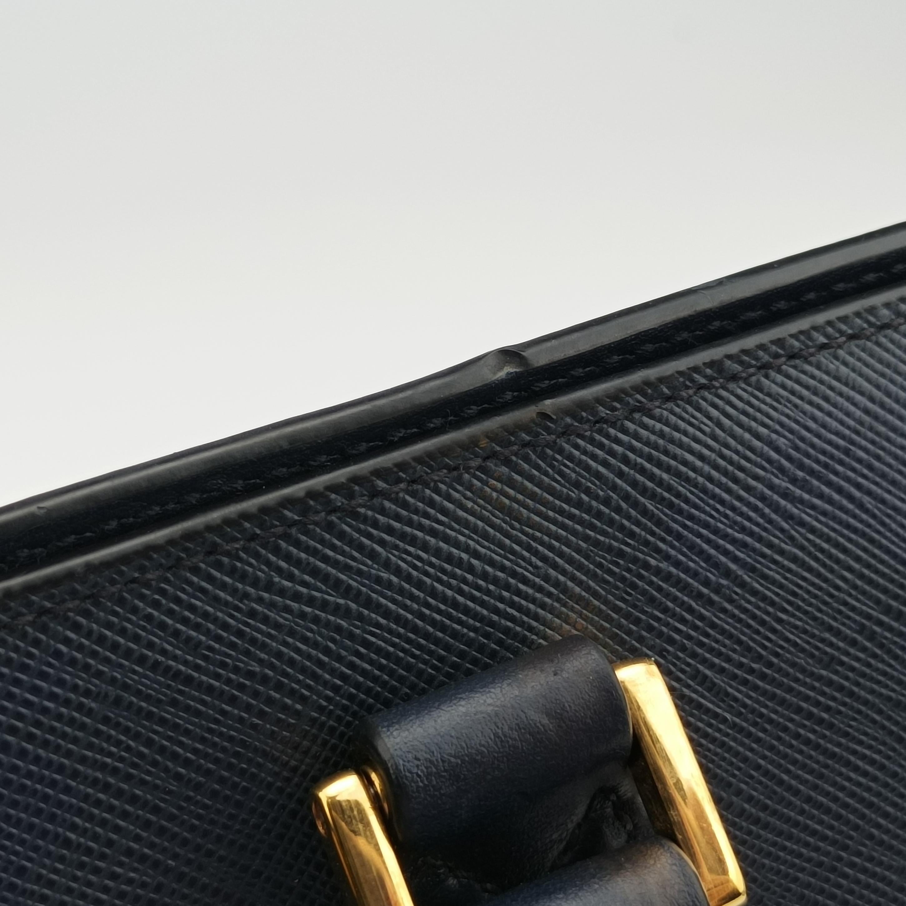 Secondhand Prada Monochrome Navy SAFFIANO Leather 1BA113 shoulderbag | stylenewstar