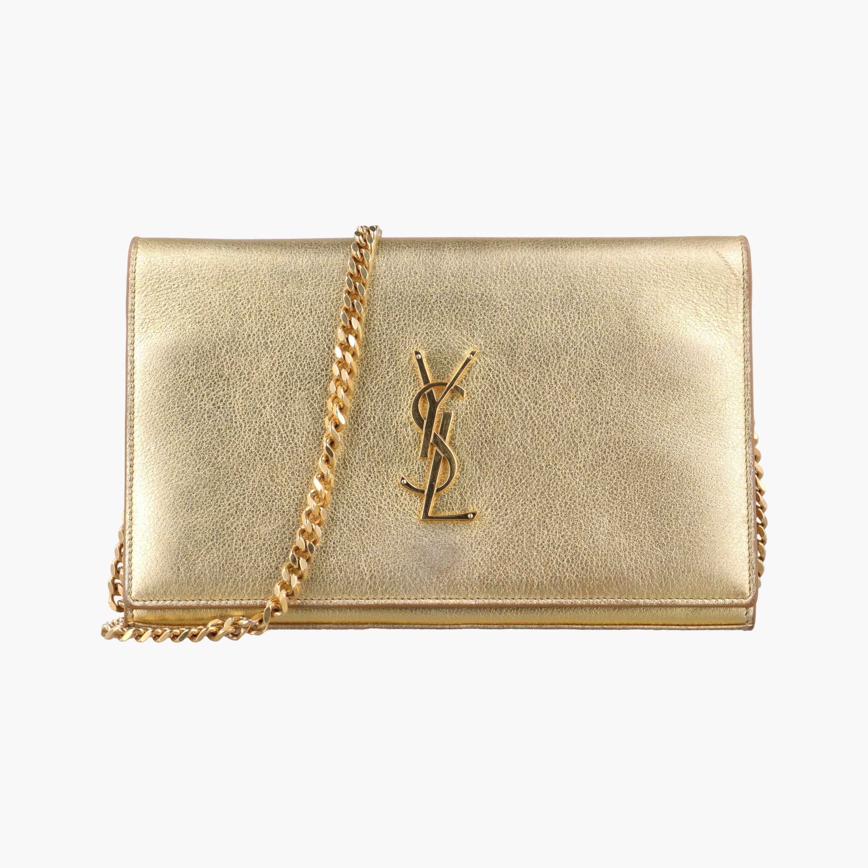 Pre-owned Yves Saint Laurent KATE Golden Leather 377829 shoulderbag | stylenewstar