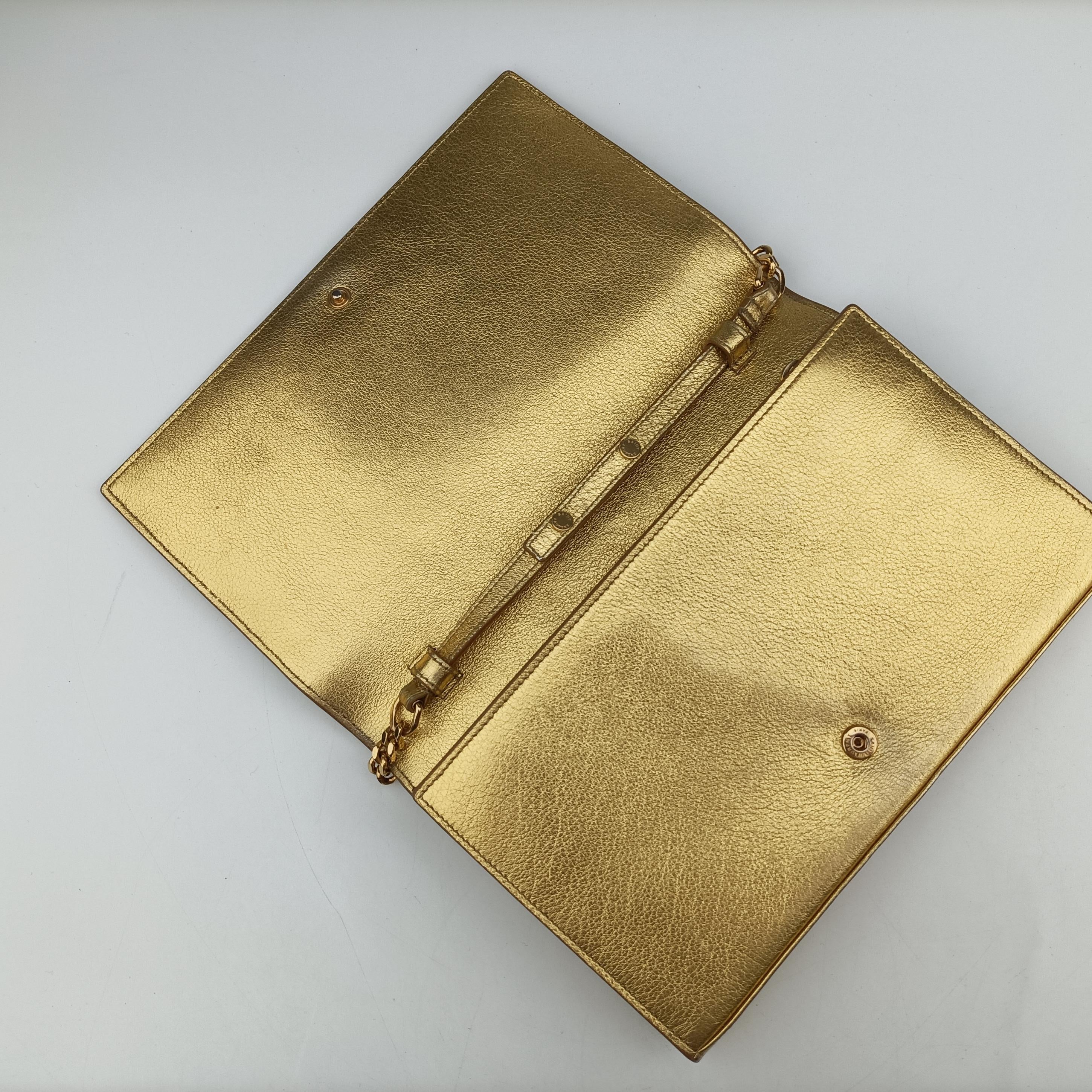 Pre-owned Yves Saint Laurent KATE Golden Leather 377829 shoulderbag | stylenewstar