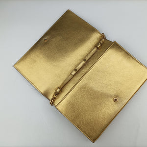 Pre-owned Yves Saint Laurent KATE Golden Leather 377829 shoulderbag | stylenewstar