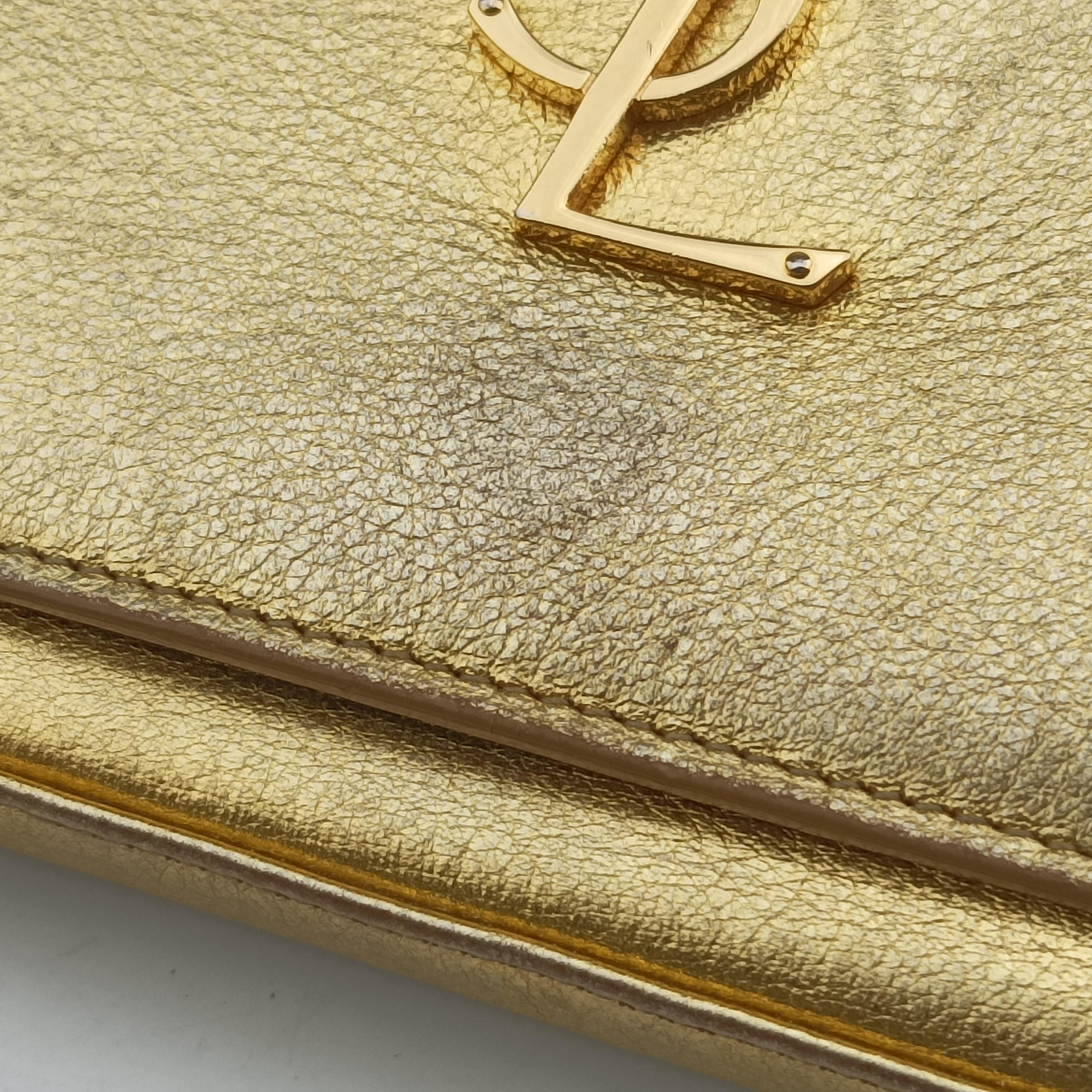 Pre-owned Yves Saint Laurent KATE Golden Leather 377829 shoulderbag | stylenewstar