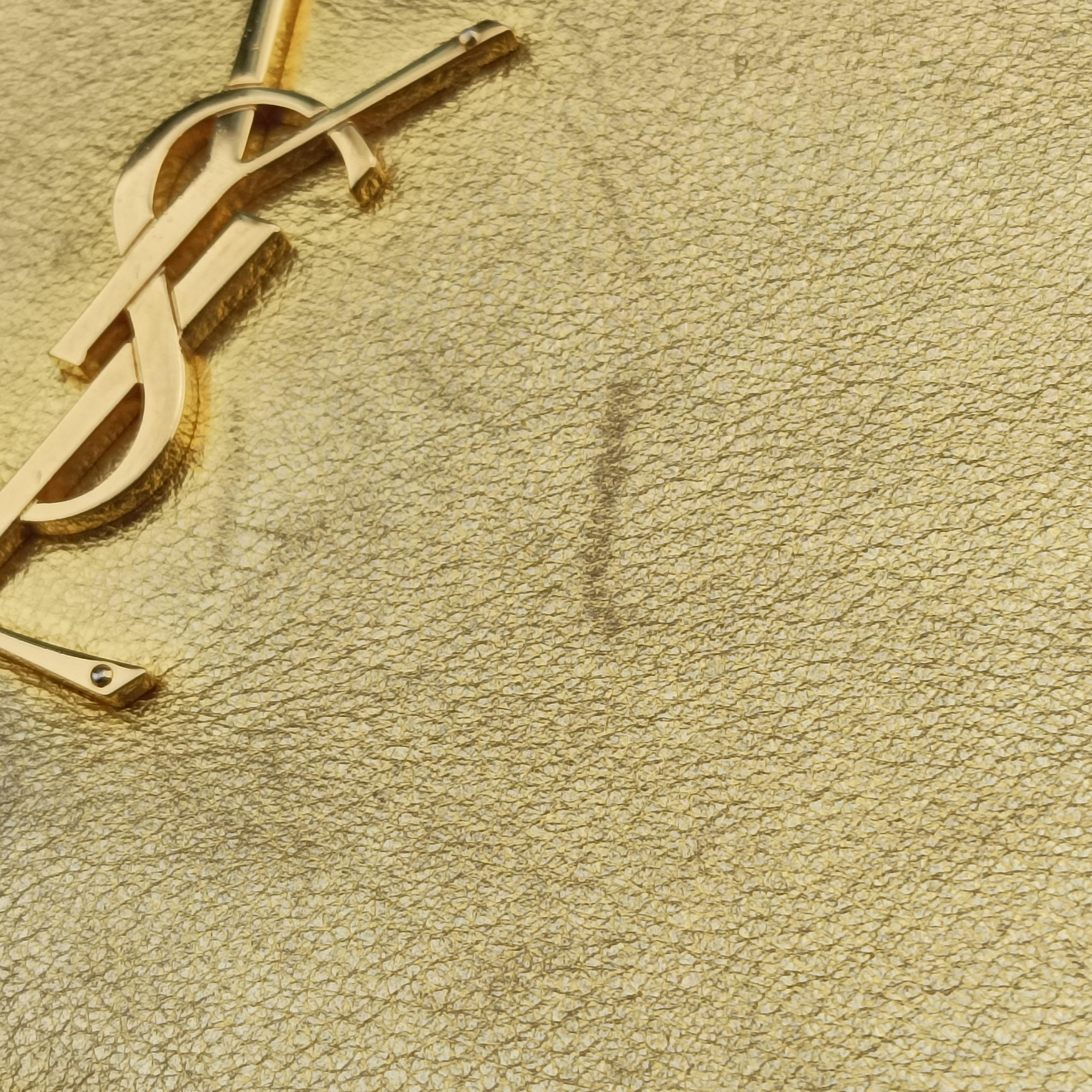 Pre-owned Yves Saint Laurent KATE Golden Leather 377829 shoulderbag | stylenewstar