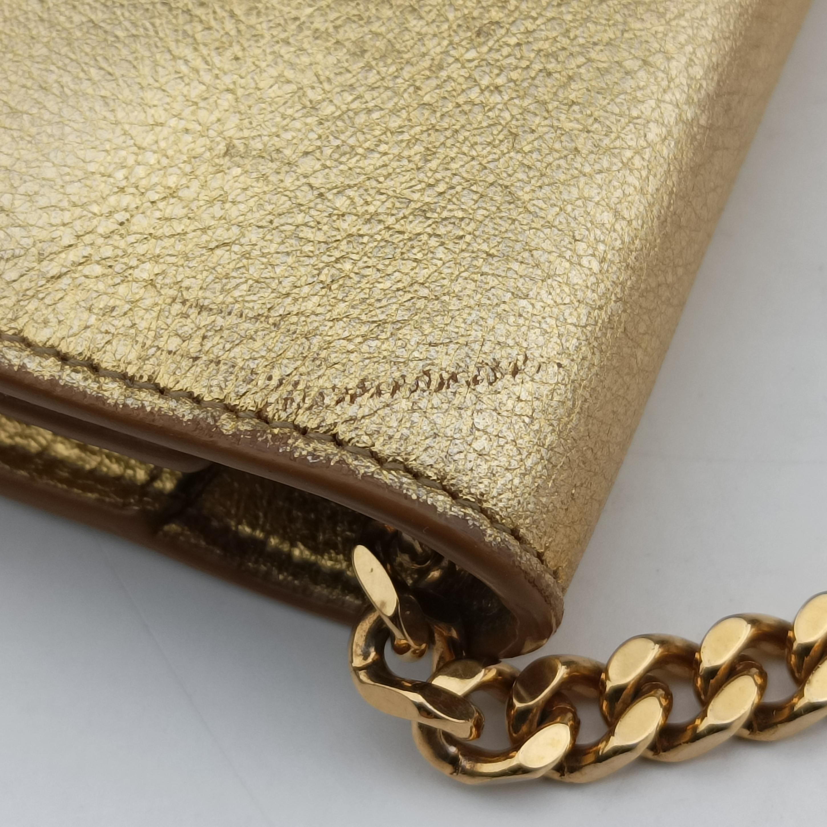 Pre-owned Yves Saint Laurent KATE Golden Leather 377829 shoulderbag | stylenewstar