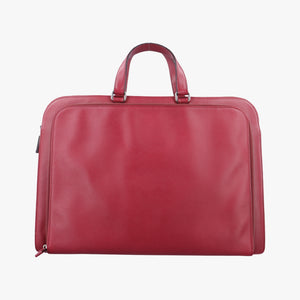 Pre-owned Prada Triangle Logo Plate Red Saffiano Leather  handbag | stylenewstar