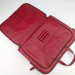 Pre-owned Prada Triangle Logo Plate Red Saffiano Leather  handbag | stylenewstar