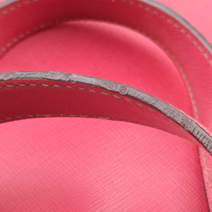 Pre-owned Prada Triangle Logo Plate Red Saffiano Leather  handbag | stylenewstar