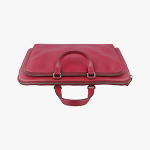 Pre-owned Prada Triangle Logo Plate Red Saffiano Leather  handbag | stylenewstar