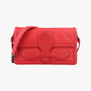 Pre-owned Bottega Veneta Intrecciato Nappa Rialto Red Leather  shoulderbag | stylenewstar