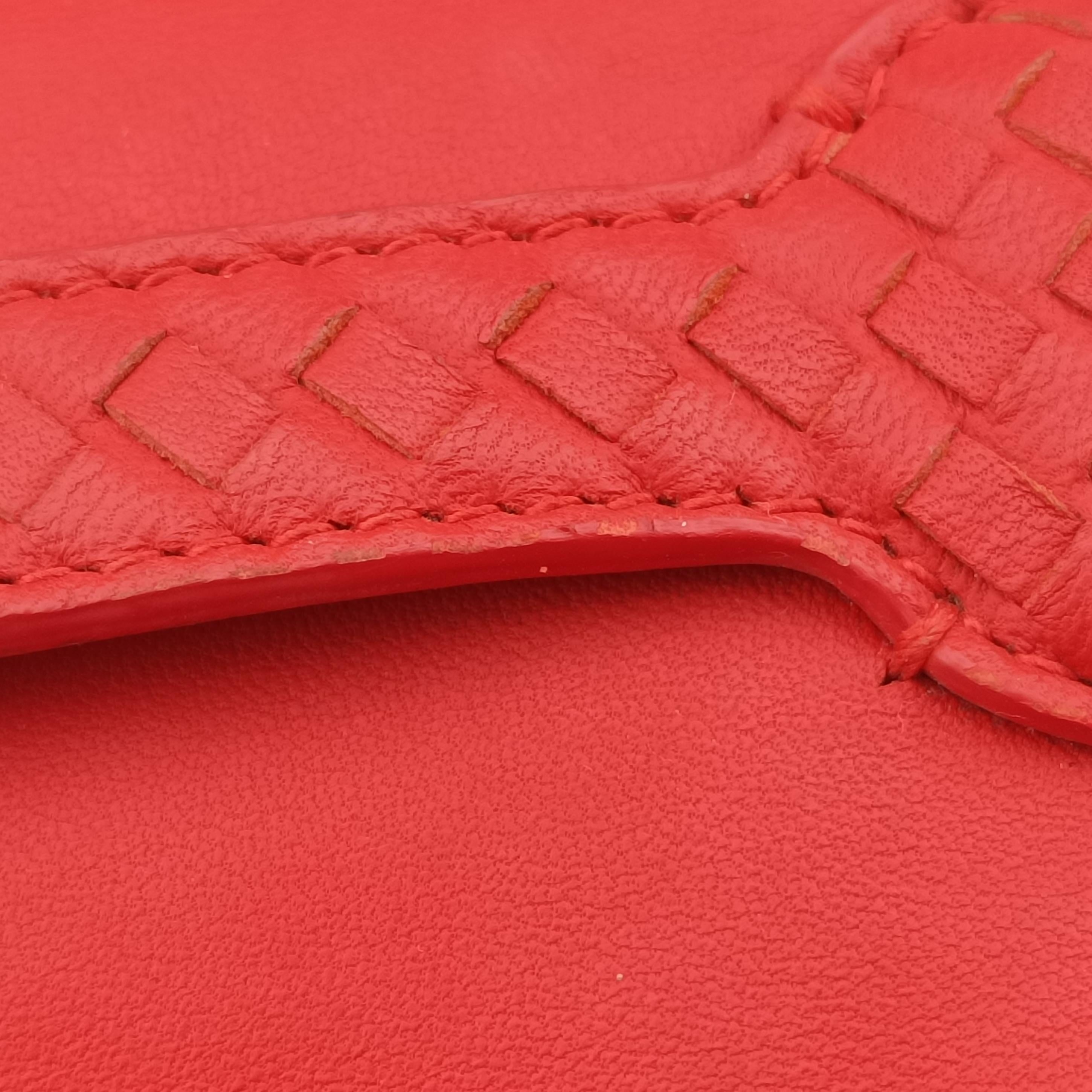 Pre-owned Bottega Veneta Intrecciato Nappa Rialto Red Leather  shoulderbag | stylenewstar