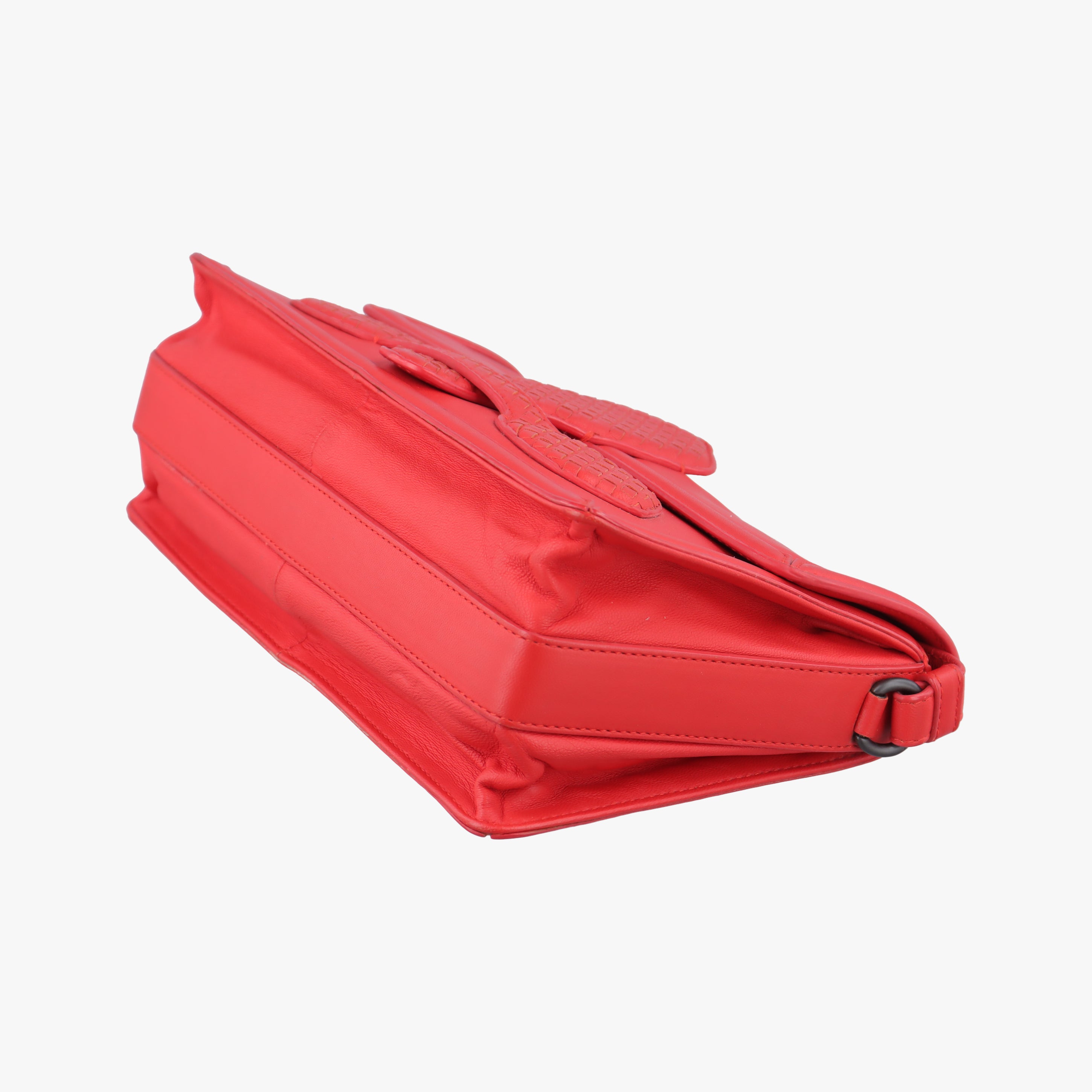 Pre-owned Bottega Veneta Intrecciato Nappa Rialto Red Leather  shoulderbag | stylenewstar