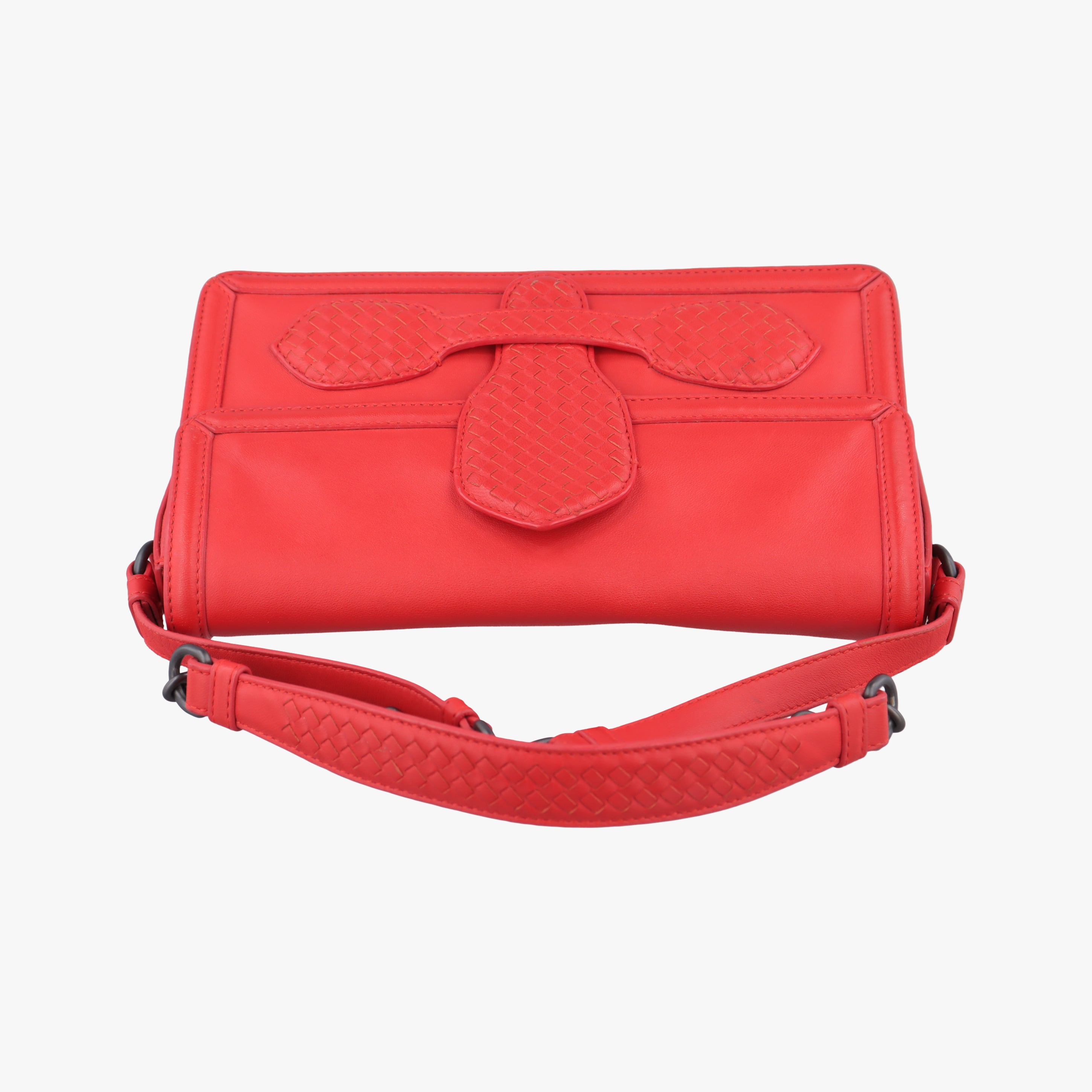 Pre-owned Bottega Veneta Intrecciato Nappa Rialto Red Leather  shoulderbag | stylenewstar
