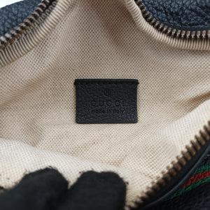 Pre-owned Gucci Gucci Print Black Leather 527792 bum bag/waist bag | stylenewstar