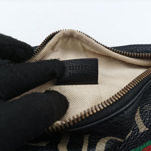 Pre-owned Gucci Gucci Print Black Leather 527792 bum bag/waist bag | stylenewstar