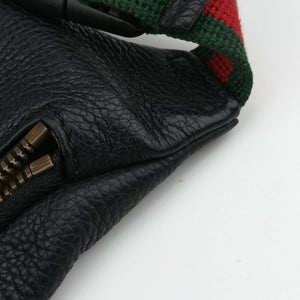Pre-owned Gucci Gucci Print Black Leather 527792 bum bag/waist bag | stylenewstar