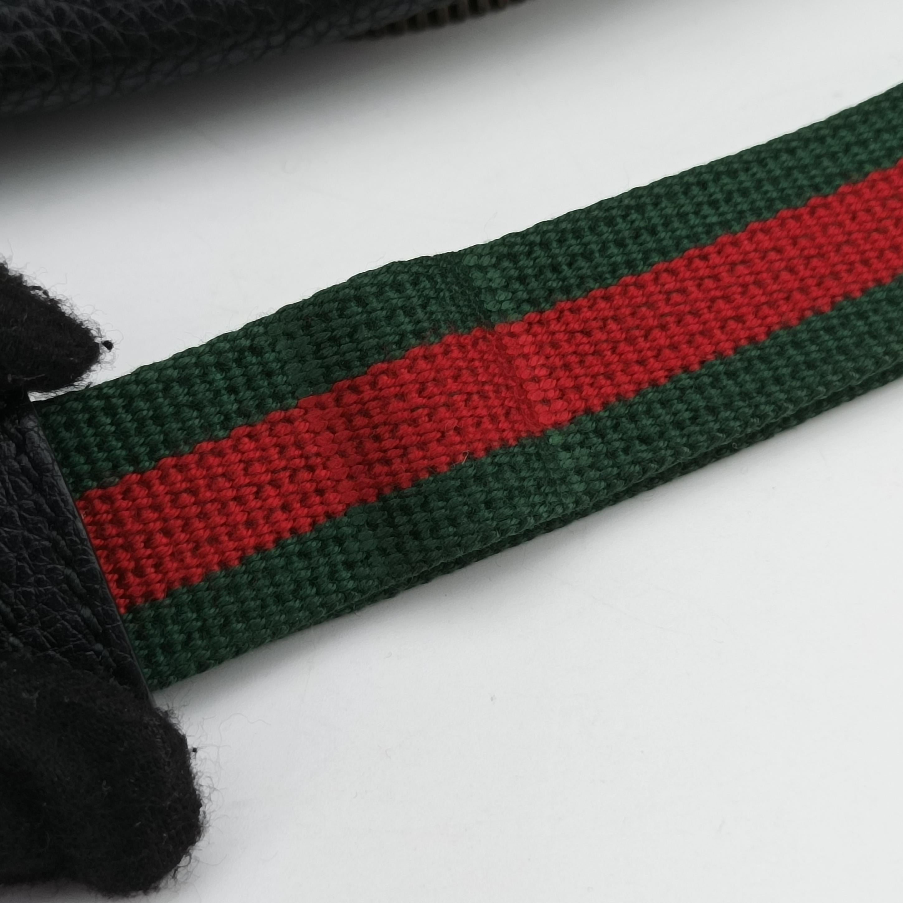 Pre-owned Gucci Gucci Print Black Leather 527792 bum bag/waist bag | stylenewstar