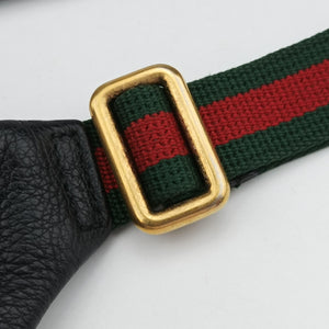 Pre-owned Gucci Gucci Print Black Leather 527792 bum bag/waist bag | stylenewstar