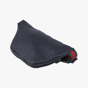 Pre-owned Gucci Gucci Print Black Leather 527792 bum bag/waist bag | stylenewstar