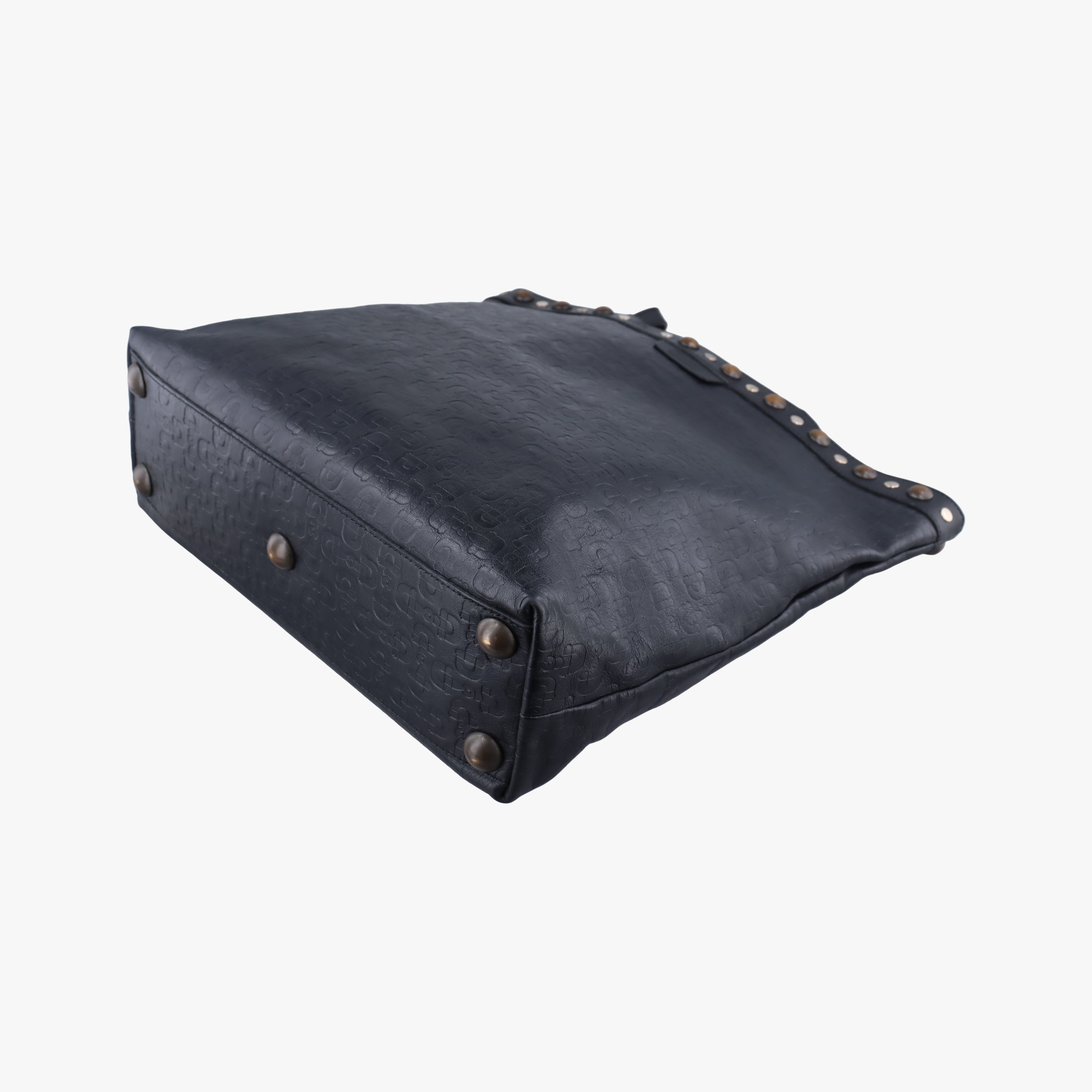 Pre-owned Gucci Horsebit pattern studs Black Leather 286304 handbag | stylenewstar