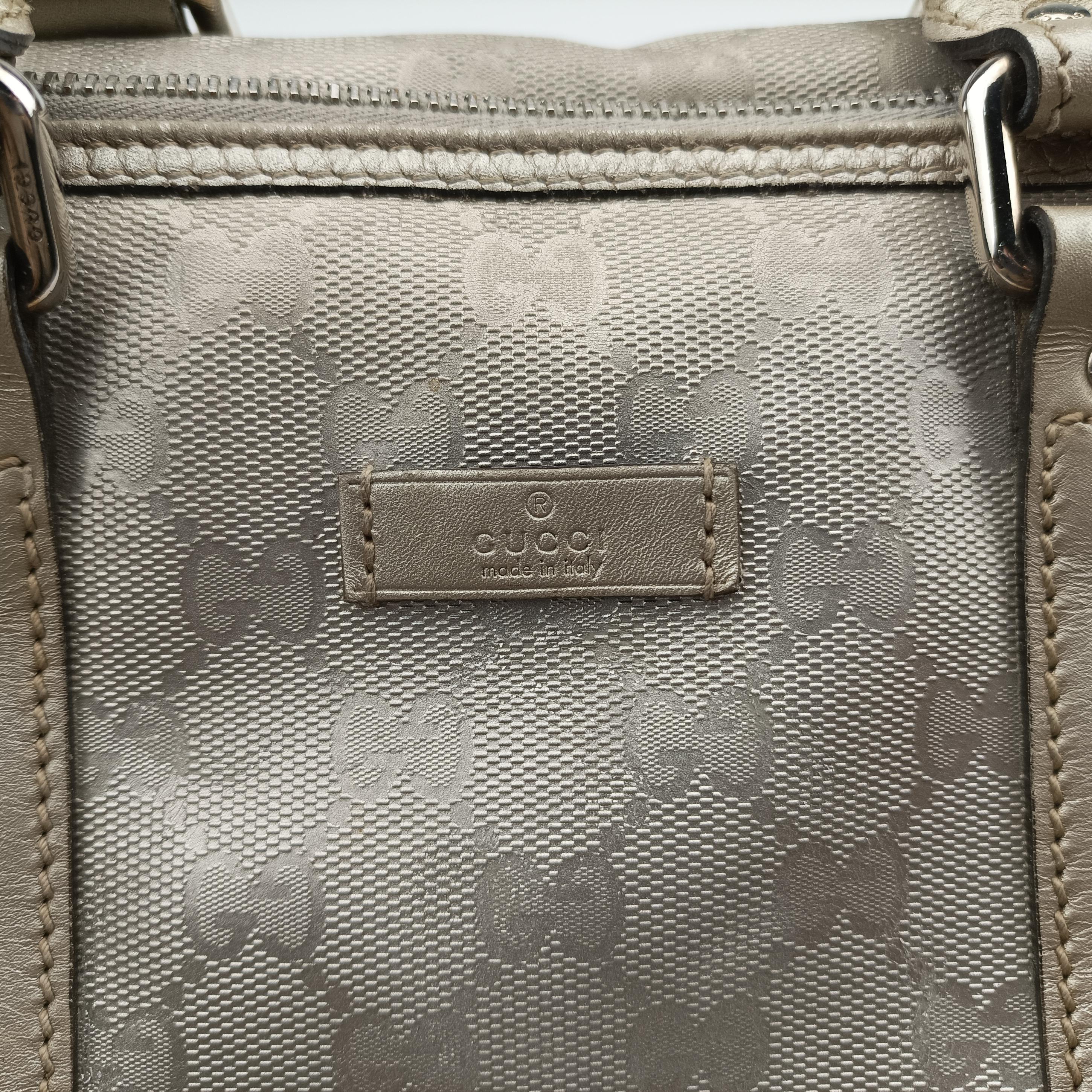 Vintage Gucci GG plus Spring Joy GG Supreme Silver PVC coated canvas 203696 bostonbag | stylenewstar