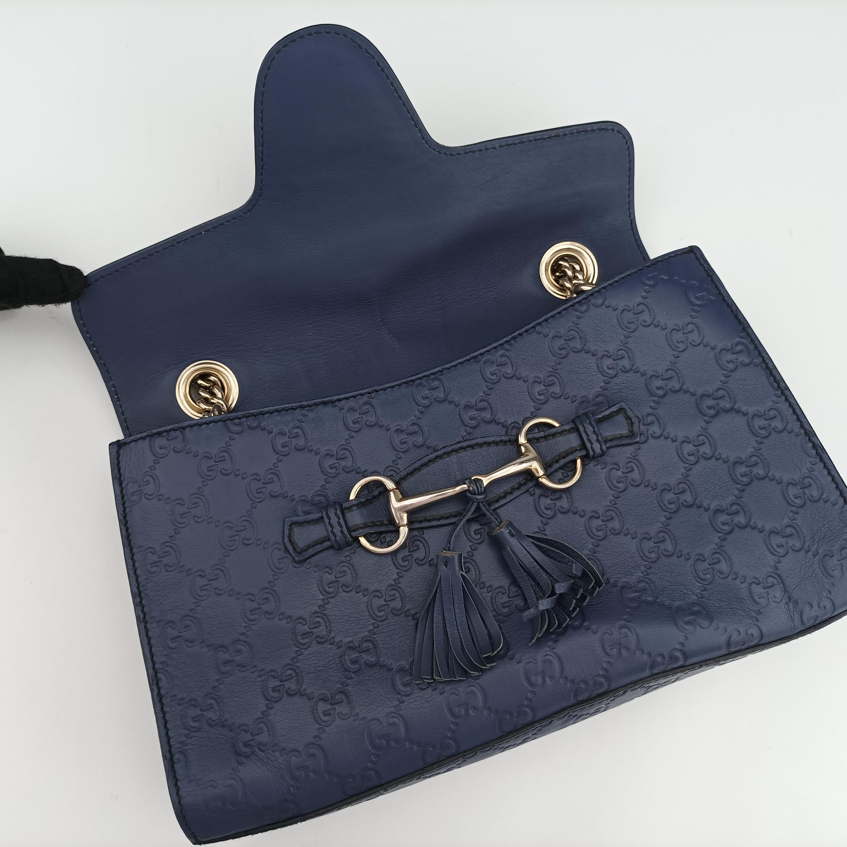 Pre-owned Gucci Emily Navy Leather 295402 shoulderbag | stylenewstar
