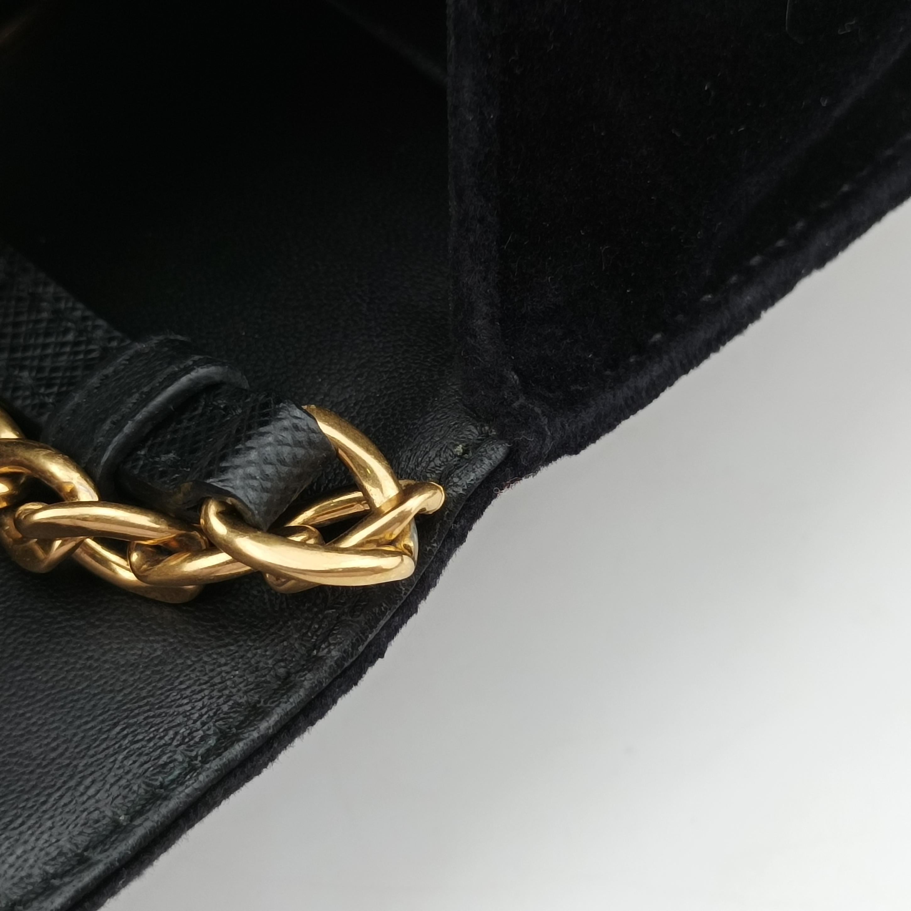 Pre-owned Prada Cahier Astrology Black Velour  shoulderbag | stylenewstar