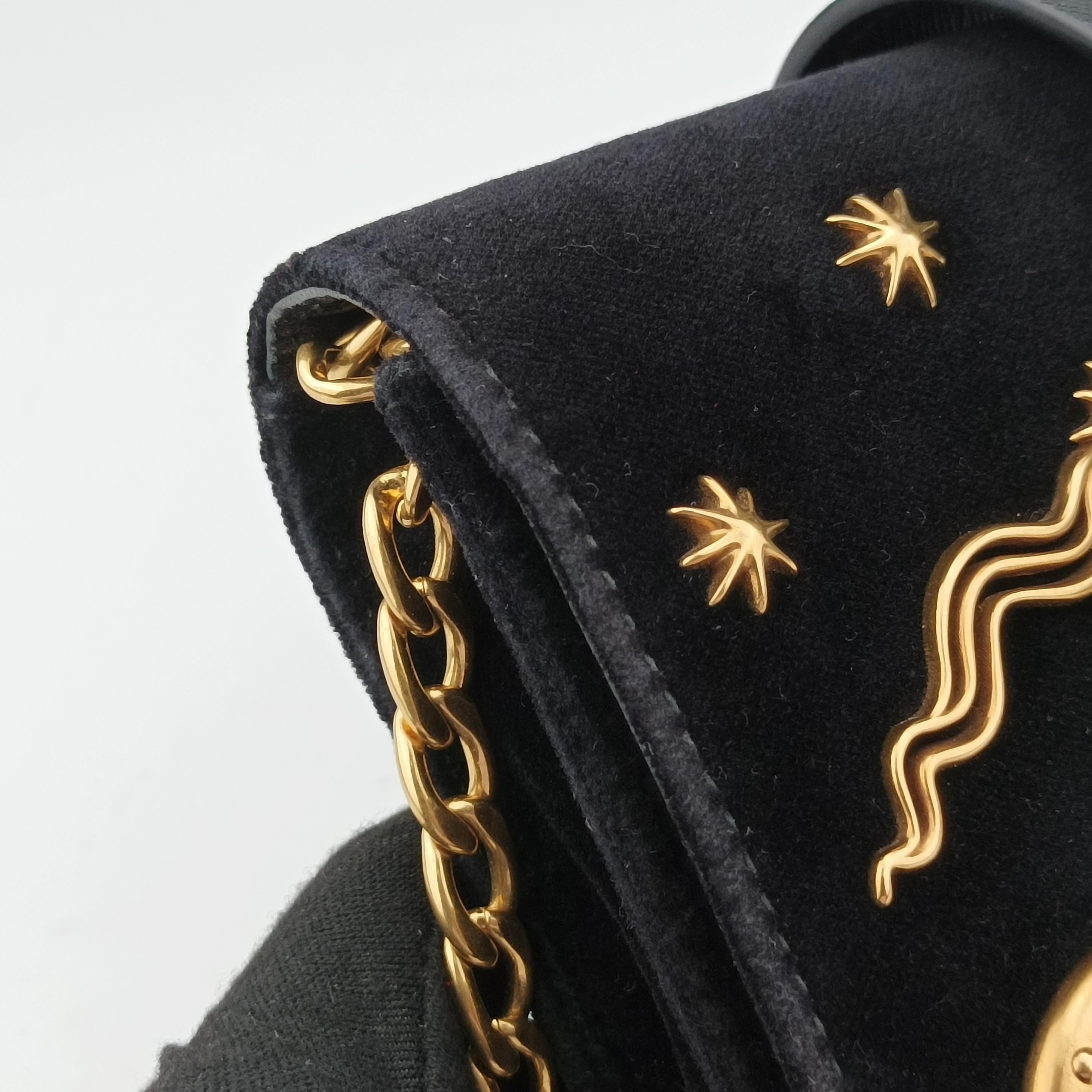 Pre-owned Prada Cahier Astrology Black Velour  shoulderbag | stylenewstar