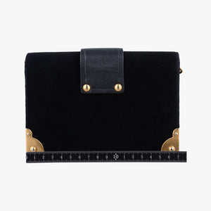 Pre-owned Prada Cahier Astrology Black Velour  shoulderbag | stylenewstar