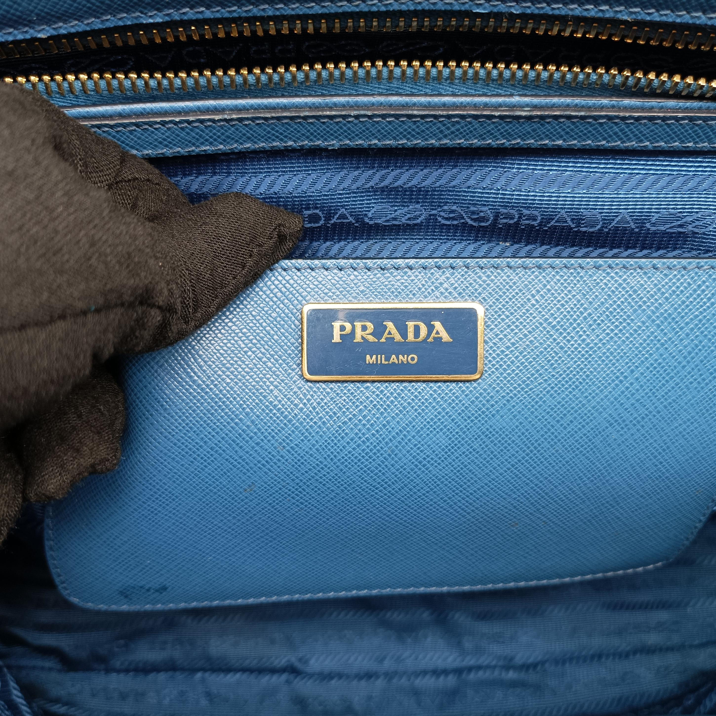 Pre-owned Prada Galleria Blue×Navy SAFFIANO Leather B2274C shoulderbag | stylenewstar