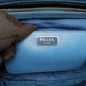 Pre-owned Prada Galleria Blue×Navy SAFFIANO Leather B2274C shoulderbag | stylenewstar