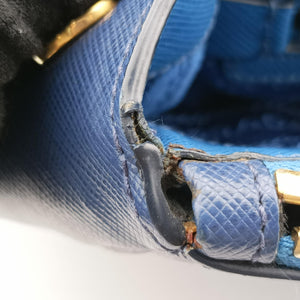 Pre-owned Prada Galleria Blue×Navy SAFFIANO Leather B2274C shoulderbag | stylenewstar